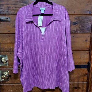 Woman's Plus Size Pink Polka Shirt